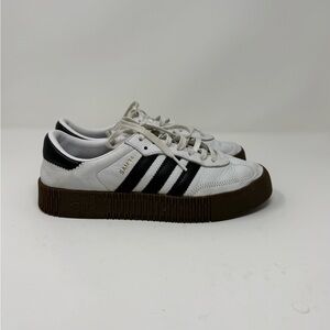 adidas Samba Platform – All Leather – White/ Black with Brown Gum Sole
